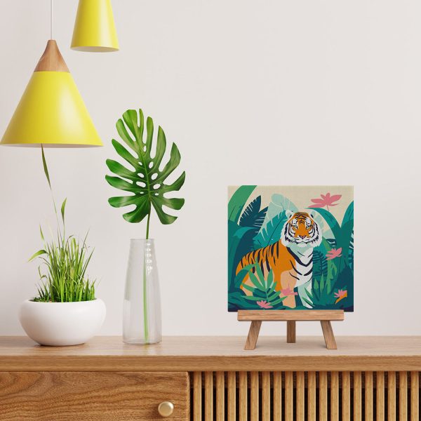 Mini Paint by numbers 8 x8  framed - Tropical Bengal Tiger Online Sale - Image 2