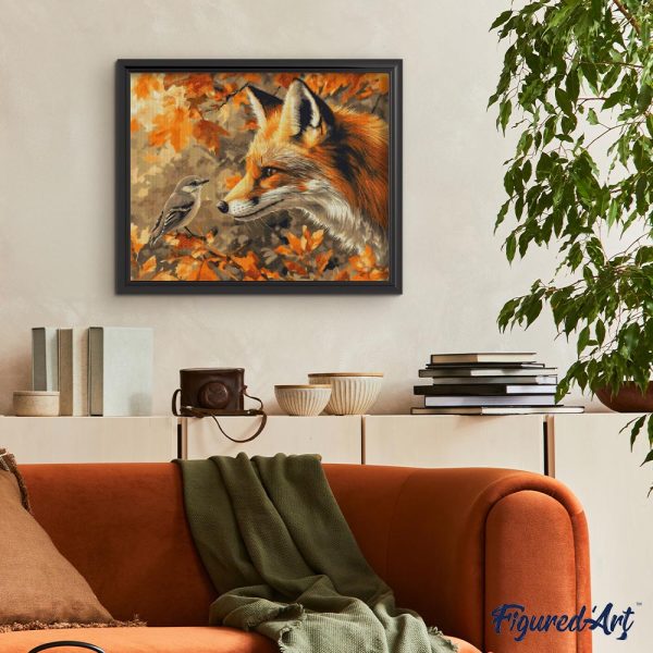 Diamond Painting - Fox and Bird in Fall Supply - Image 3