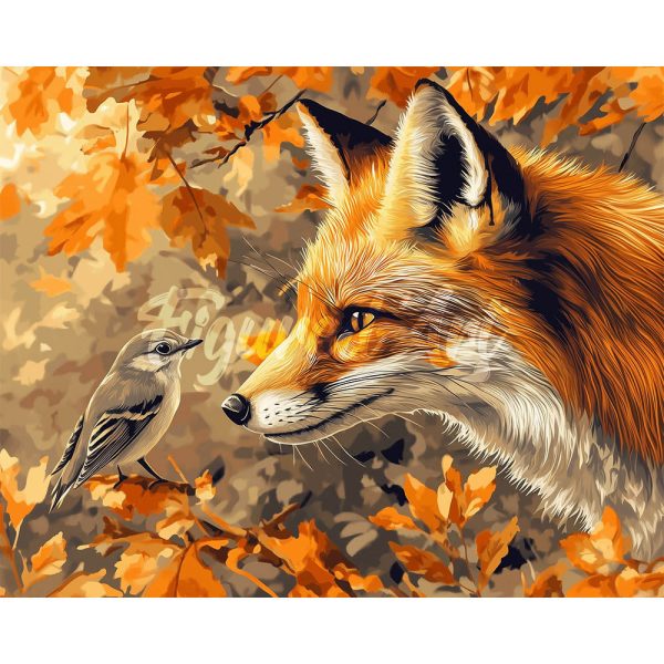 Diamond Painting - Fox and Bird in Fall Supply - Image 2