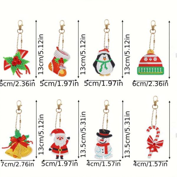 5D Diamond Painting Keychain Set 1 Christmas 8 Pieces Fashion - Image 5