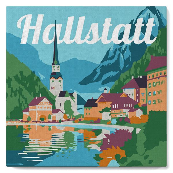 Mini Paint by numbers 8 x8  framed - Travel Poster Hallstatt For Discount