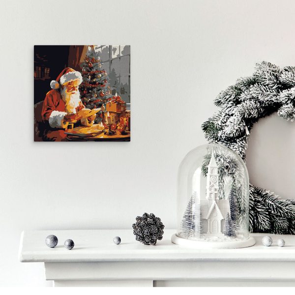 Mini Paint by numbers 8 x8  framed - Santa Claus Reading Discount - Image 2