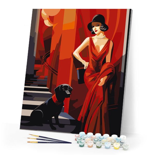 Art Deco Woman with her Dog For Sale