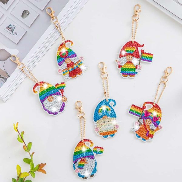 5D Diamond Painting Keychain Rainbow Gnome For Discount - Image 2