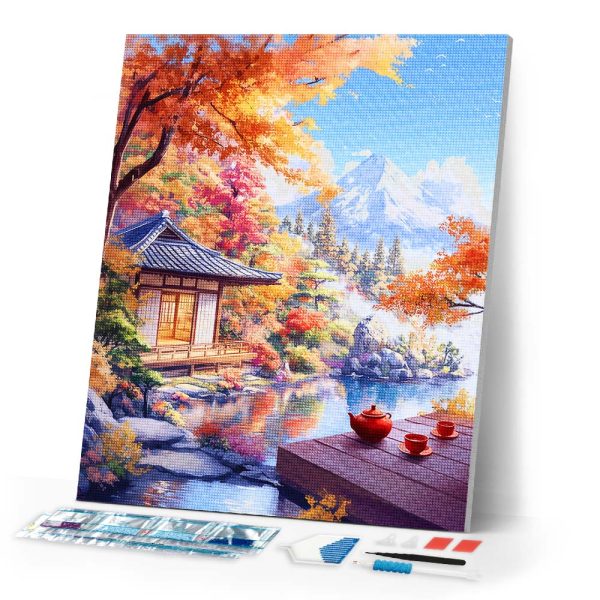 Diamond Painting - Fall Tea House by the Lake Online