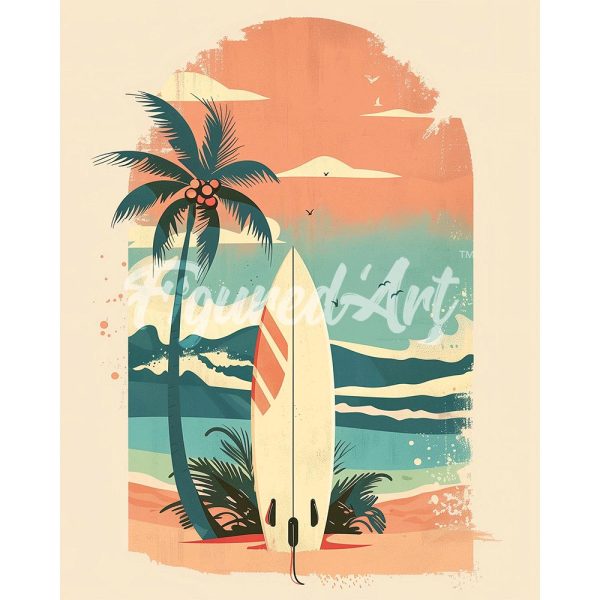 Diamond Painting - Surfboard on the Beach Online - Image 2