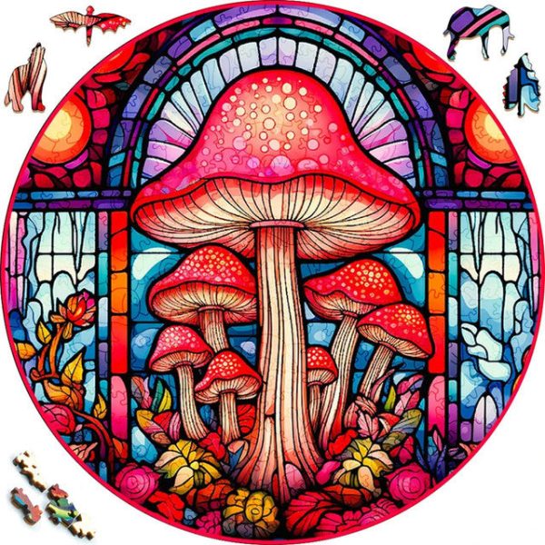 Wooden Puzzle - Pink Mushrooms Cheap