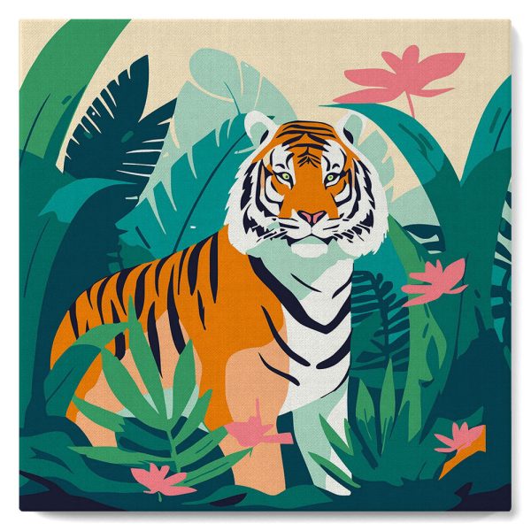Mini Paint by numbers 8 x8  framed - Tropical Bengal Tiger Online Sale