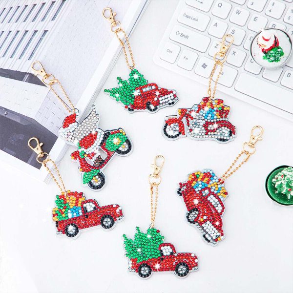 5D Diamond Painting Keychain Christmas 6 Pieces Online now - Image 2