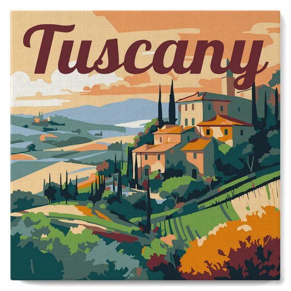 Mini Paint by numbers 8 x8  framed - Travel Poster Tuscany Summer on Sale