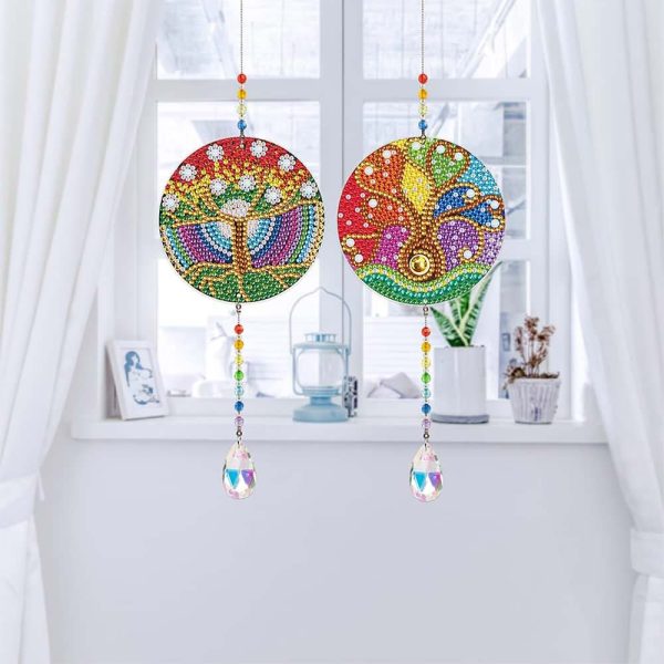 5D Diamond Painting Crystal Wind Chime Tree of Life 2 Pieces For Cheap - Image 4