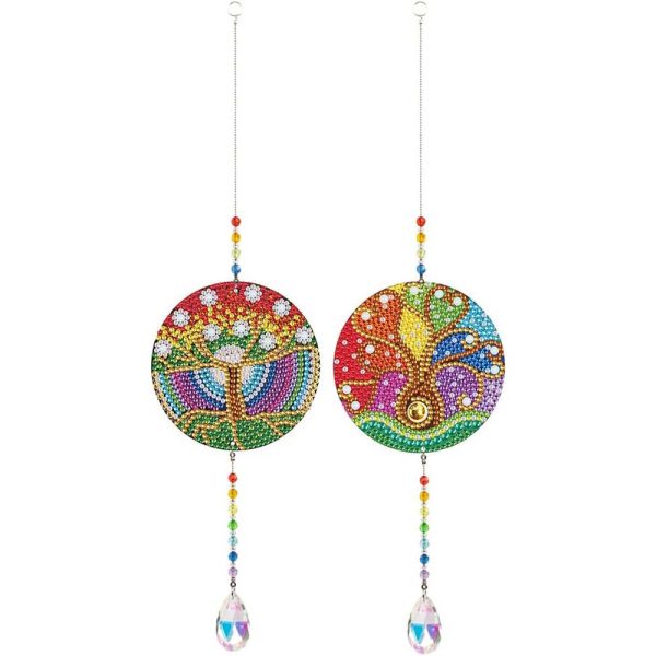 5D Diamond Painting Crystal Wind Chime Tree of Life 2 Pieces For Cheap