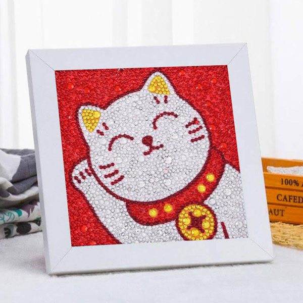 5D Diamond Painting Cat for Kids with Picture Frame Fashion