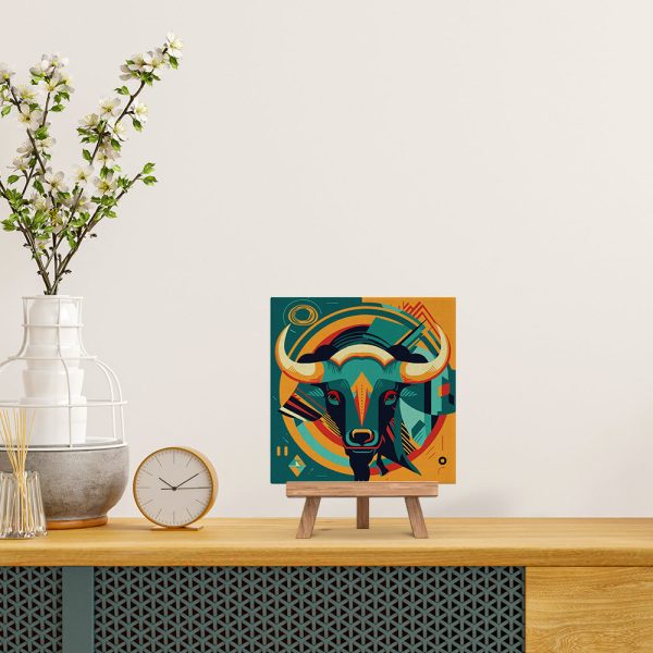 Mini Paint by numbers 8 x8  framed - Bull Art-Deco Inspired Abstract Online now - Image 2