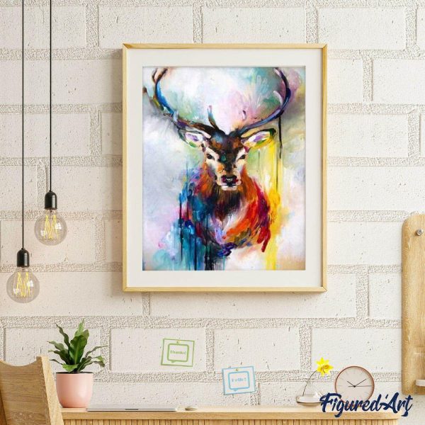 Colorful Deer Watercolor Portrait For Cheap - Image 3